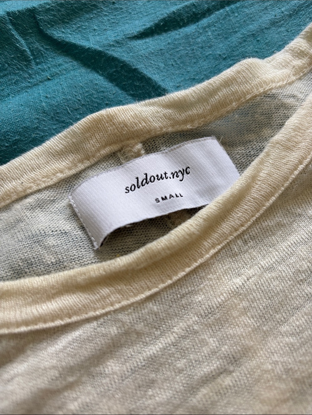 SOLDOUT.NYC The Perfect Linen Tee, oversized, cropped boxy fit, in Small, Cream